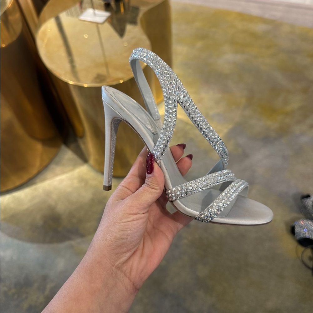 Rene Caovilla Silver High Heel Sandals